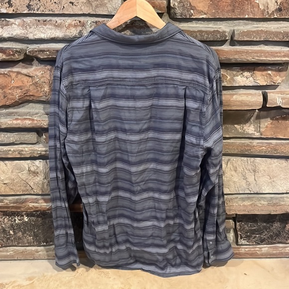 Travis Mathew Grey Horizontal Stripes Long Sleeve Button Down Shirt - Picture 6 of 8